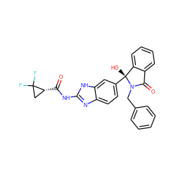 O=C(Nc1nc2ccc([C@]3(O)c4ccccc4C(=O)N3Cc3ccccc3)cc2[nH]1)[C@@H]1CC1(F)F ZINC000116253930