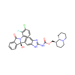 O=C(Nc1nc2ccc([C@]3(O)c4ccccc4C(=O)N3c3cccc(Cl)c3F)cc2[nH]1)OC[C@@H]1CCCN2CCCC[C@@H]12 ZINC000117127492