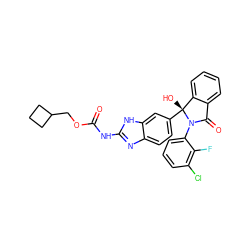 O=C(Nc1nc2ccc([C@]3(O)c4ccccc4C(=O)N3c3cccc(Cl)c3F)cc2[nH]1)OCC1CCC1 ZINC000224988276