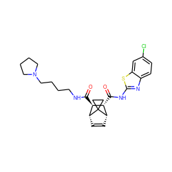 O=C(Nc1nc2ccc(Cl)cc2s1)[C@@H]1[C@@H]2C=C[C@H]([C@H]1C(=O)NCCCCN1CCCC1)C21CC1 ZINC000168435673