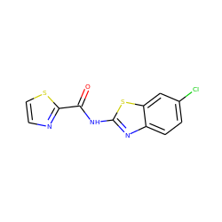 O=C(Nc1nc2ccc(Cl)cc2s1)c1nccs1 ZINC000072138510