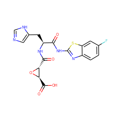 O=C(Nc1nc2ccc(F)cc2s1)[C@H](Cc1cnc[nH]1)NC(=O)[C@H]1O[C@@H]1C(=O)O ZINC000096917576