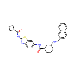 O=C(Nc1nc2ccc(NC(=O)[C@@H]3CCC[C@@H](NCc4ccc5ccccc5c4)C3)cc2s1)C1CCC1 ZINC000028967805