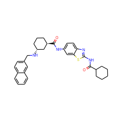 O=C(Nc1nc2ccc(NC(=O)[C@@H]3CCC[C@@H](NCc4ccc5ccccc5c4)C3)cc2s1)C1CCCCC1 ZINC000028967838