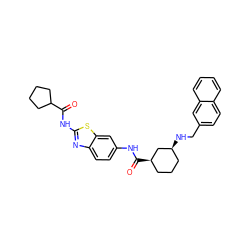 O=C(Nc1nc2ccc(NC(=O)[C@@H]3CCC[C@H](NCc4ccc5ccccc5c4)C3)cc2s1)C1CCCC1 ZINC000033817767