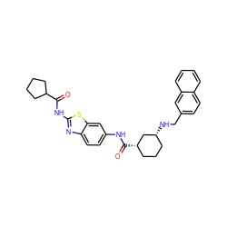 O=C(Nc1nc2ccc(NC(=O)[C@H]3CCC[C@@H](NCc4ccc5ccccc5c4)C3)cc2s1)C1CCCC1 ZINC000028967755