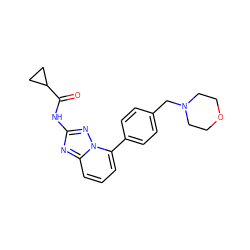 O=C(Nc1nc2cccc(-c3ccc(CN4CCOCC4)cc3)n2n1)C1CC1 ZINC000068200698