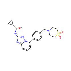 O=C(Nc1nc2cccc(-c3ccc(CN4CCS(=O)(=O)CC4)cc3)n2n1)C1CC1 ZINC000096174616