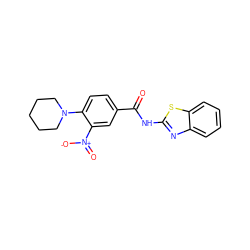 O=C(Nc1nc2ccccc2s1)c1ccc(N2CCCCC2)c([N+](=O)[O-])c1 ZINC000005027992