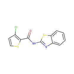 O=C(Nc1nc2ccccc2s1)c1sccc1Cl ZINC000072138197