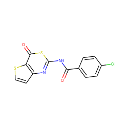 O=C(Nc1nc2ccsc2c(=O)s1)c1ccc(Cl)cc1 ZINC000000119611