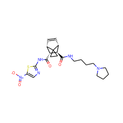 O=C(Nc1ncc([N+](=O)[O-])s1)[C@@H]1[C@@H]2C=C[C@H]([C@H]1C(=O)NCCCCN1CCCC1)C21CC1 ZINC000168287758