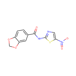 O=C(Nc1ncc([N+](=O)[O-])s1)c1ccc2c(c1)OCO2 ZINC000004892068