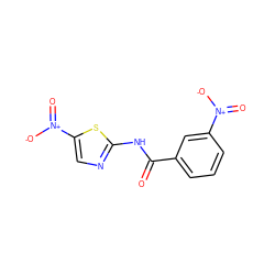 O=C(Nc1ncc([N+](=O)[O-])s1)c1cccc([N+](=O)[O-])c1 ZINC000005064462