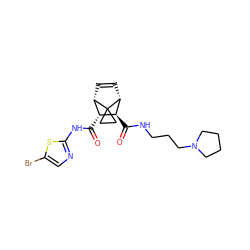 O=C(Nc1ncc(Br)s1)[C@@H]1[C@@H]2C=C[C@H]([C@H]1C(=O)NCCCN1CCCC1)C21CC1 ZINC000168357891