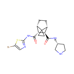 O=C(Nc1ncc(Br)s1)[C@@H]1[C@@H]2CC[C@H]([C@H]1C(=O)N[C@@H]1CCNC1)C21CC1 ZINC000168416018