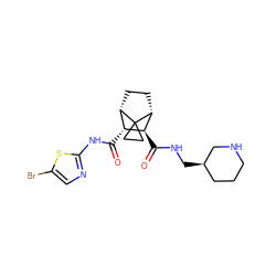 O=C(Nc1ncc(Br)s1)[C@@H]1[C@@H]2CC[C@H]([C@H]1C(=O)NC[C@@H]1CCCNC1)C21CC1 ZINC000168572546