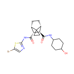 O=C(Nc1ncc(Br)s1)[C@@H]1[C@@H]2CC[C@H]([C@H]1C(=O)NC1CCC(O)CC1)C21CC1 ZINC000168499324