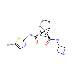 O=C(Nc1ncc(Br)s1)[C@@H]1[C@@H]2CC[C@H]([C@H]1C(=O)NC1CNC1)C21CC1 ZINC000168383371