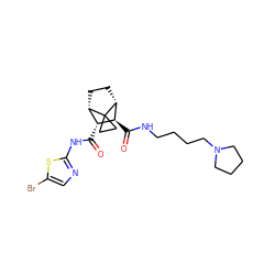 O=C(Nc1ncc(Br)s1)[C@@H]1[C@@H]2CC[C@H]([C@H]1C(=O)NCCCCN1CCCC1)C21CC1 ZINC000168373424