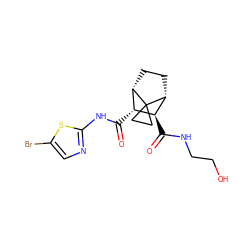 O=C(Nc1ncc(Br)s1)[C@@H]1[C@@H]2CC[C@H]([C@H]1C(=O)NCCO)C21CC1 ZINC000168330167