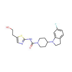 O=C(Nc1ncc(CCO)s1)N1CCC(N2CCc3ccc(F)cc32)CC1 ZINC000103241474