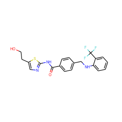 O=C(Nc1ncc(CCO)s1)c1ccc(CNc2ccccc2C(F)(F)F)cc1 ZINC000140808781