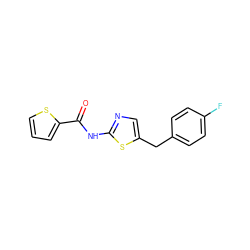 O=C(Nc1ncc(Cc2ccc(F)cc2)s1)c1cccs1 ZINC000002820262