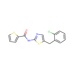 O=C(Nc1ncc(Cc2ccccc2Cl)s1)c1cccs1 ZINC000003331570