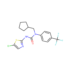 O=C(Nc1ncc(Cl)s1)N(CC1CCCC1)c1ccc(C(F)(F)F)cc1 ZINC000028120692