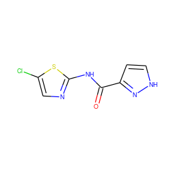 O=C(Nc1ncc(Cl)s1)c1cc[nH]n1 ZINC000078993992