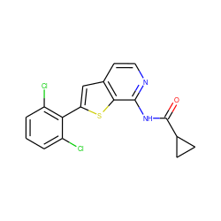 O=C(Nc1nccc2cc(-c3c(Cl)cccc3Cl)sc12)C1CC1 ZINC001772598966