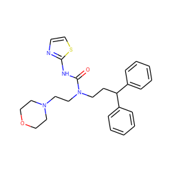 O=C(Nc1nccs1)N(CCC(c1ccccc1)c1ccccc1)CCN1CCOCC1 ZINC000096258233