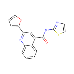 O=C(Nc1nccs1)c1cc(-c2ccco2)nc2ccccc12 ZINC000002620905