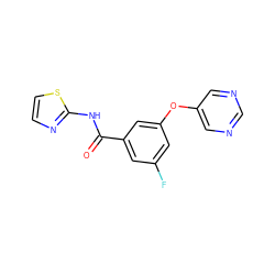 O=C(Nc1nccs1)c1cc(F)cc(Oc2cncnc2)c1 ZINC000096939176