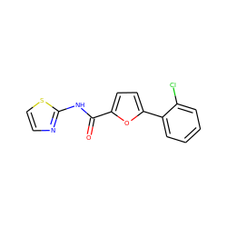 O=C(Nc1nccs1)c1ccc(-c2ccccc2Cl)o1 ZINC000000800875