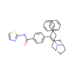 O=C(Nc1nccs1)c1ccc(C(=C2C[C@@H]3CC[C@H](C2)N3CCc2ccccc2)c2ccccc2)cc1 ZINC000026190185