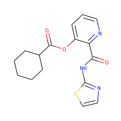 O=C(Nc1nccs1)c1ncccc1OC(=O)C1CCCCC1 ZINC000013521909