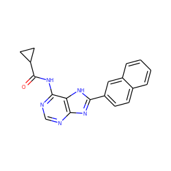 O=C(Nc1ncnc2nc(-c3ccc4ccccc4c3)[nH]c12)C1CC1 ZINC000058506744