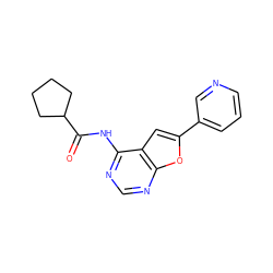 O=C(Nc1ncnc2oc(-c3cccnc3)cc12)C1CCCC1 ZINC000014946149