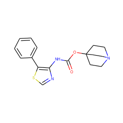 O=C(Nc1ncsc1-c1ccccc1)OC12CCN(CC1)CC2 ZINC000169331621