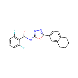 O=C(Nc1nnc(-c2ccc3c(c2)CCCC3)o1)c1c(F)cccc1F ZINC000004107392