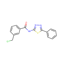 O=C(Nc1nnc(-c2ccccc2)s1)c1cccc(CCl)c1 ZINC001543493683