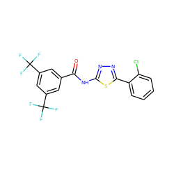 O=C(Nc1nnc(-c2ccccc2Cl)s1)c1cc(C(F)(F)F)cc(C(F)(F)F)c1 ZINC001772615135