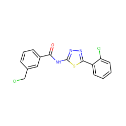 O=C(Nc1nnc(-c2ccccc2Cl)s1)c1cccc(CCl)c1 ZINC001292068558