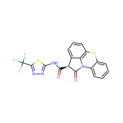 O=C(Nc1nnc(C(F)(F)F)s1)[C@@H]1C(=O)N2c3ccccc3Sc3cccc1c32 ZINC000100658479