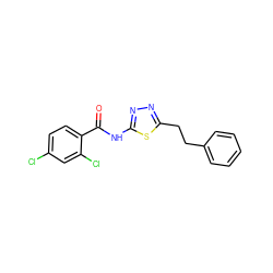 O=C(Nc1nnc(CCc2ccccc2)s1)c1ccc(Cl)cc1Cl ZINC000000828630