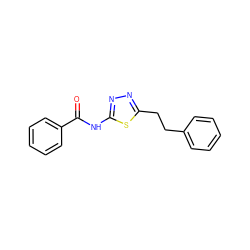 O=C(Nc1nnc(CCc2ccccc2)s1)c1ccccc1 ZINC000000338374