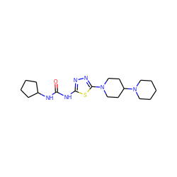 O=C(Nc1nnc(N2CCC(N3CCCCC3)CC2)s1)NC1CCCC1 ZINC000066259898