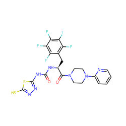 O=C(Nc1nnc(S)s1)N[C@@H](Cc1c(F)c(F)c(F)c(F)c1F)C(=O)N1CCN(c2ccccn2)CC1 ZINC000029329442